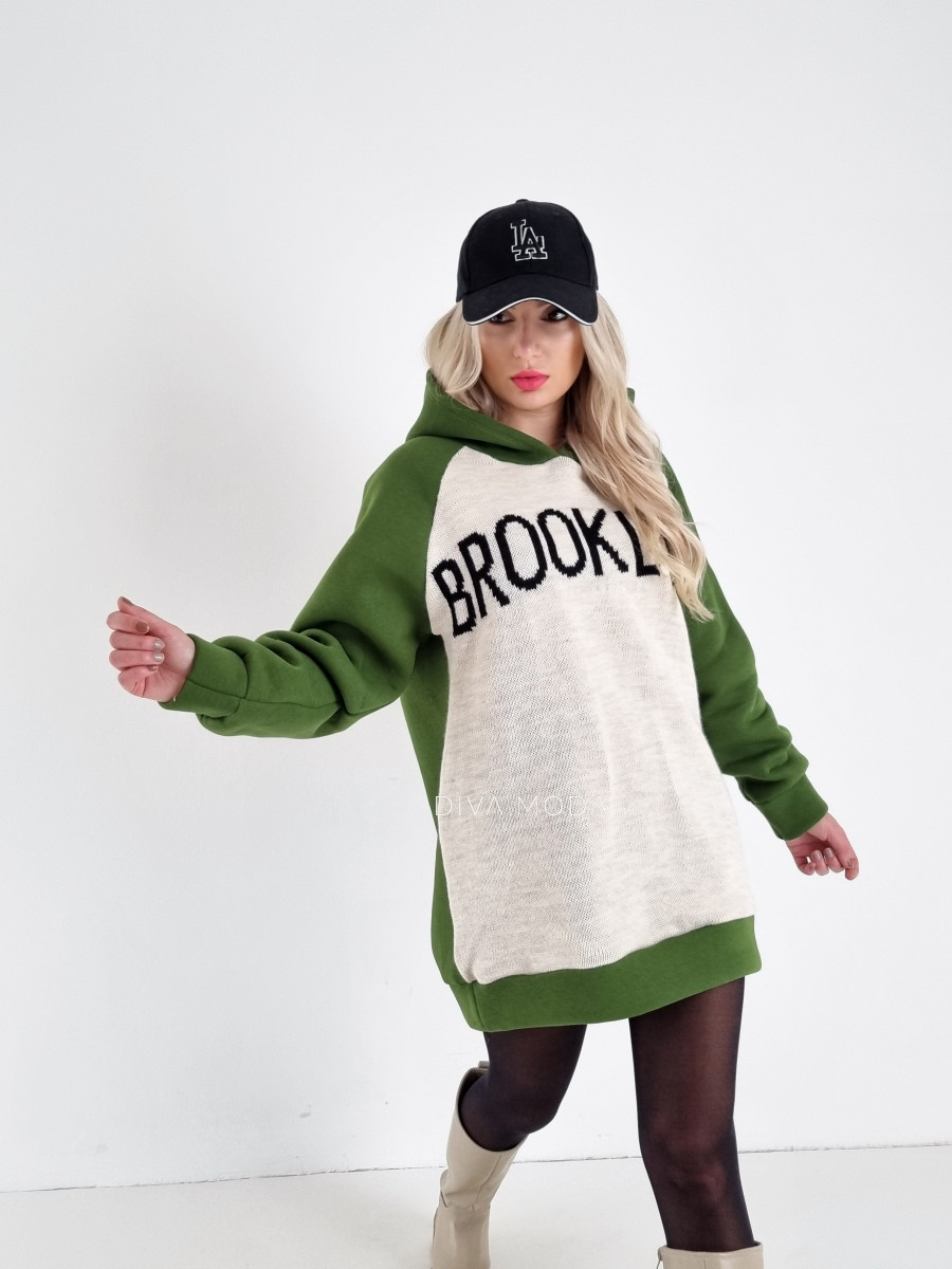 Mikinový sveter brooklyn khaki-béžový S 561