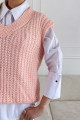 Pletená vesta marhuľkovo-ružová S 83