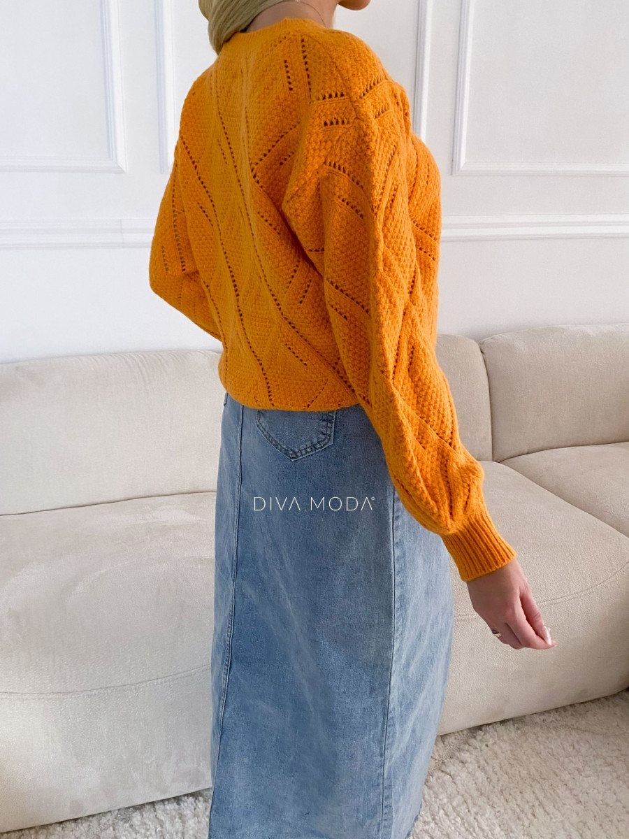 Dierkovaný sveter Melania orange M 10