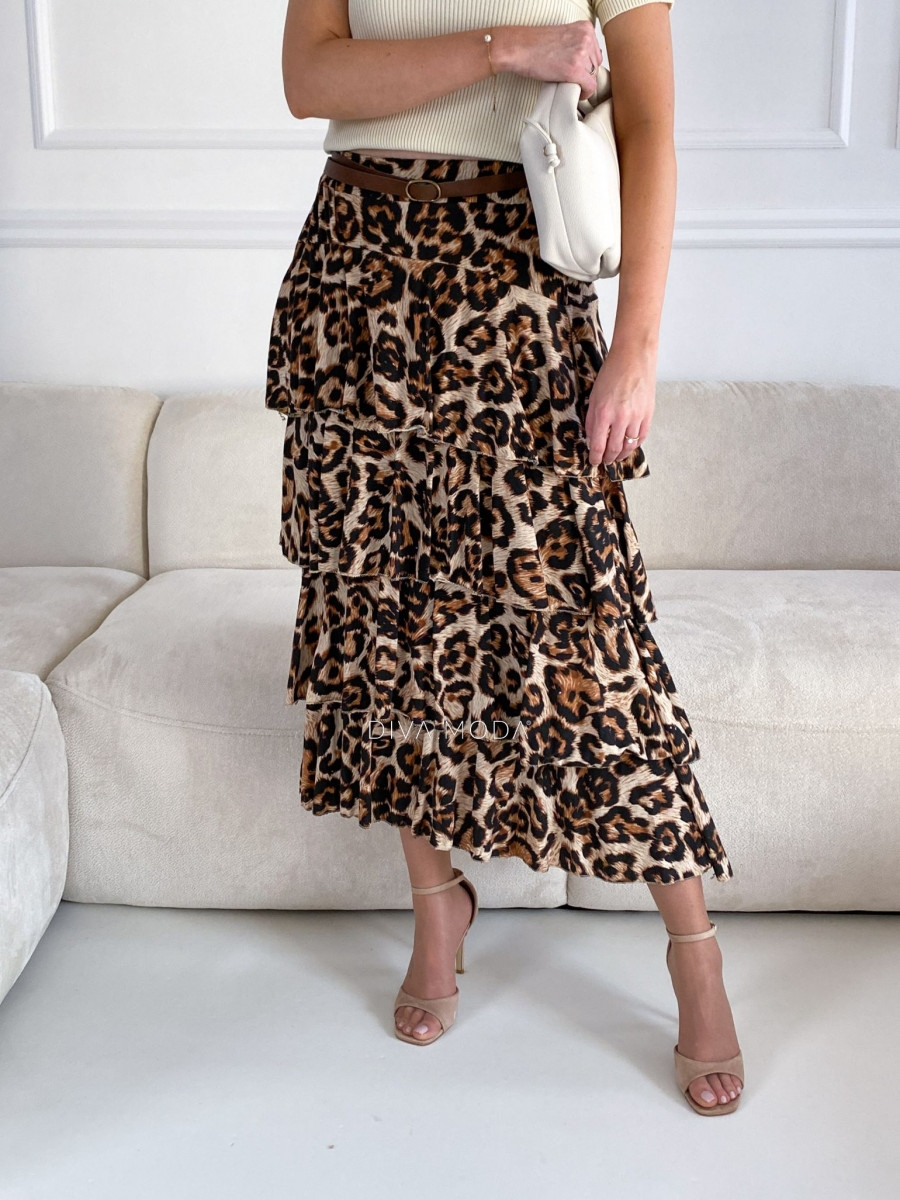 Maxi leopardia sukňa s opaskom  M 57