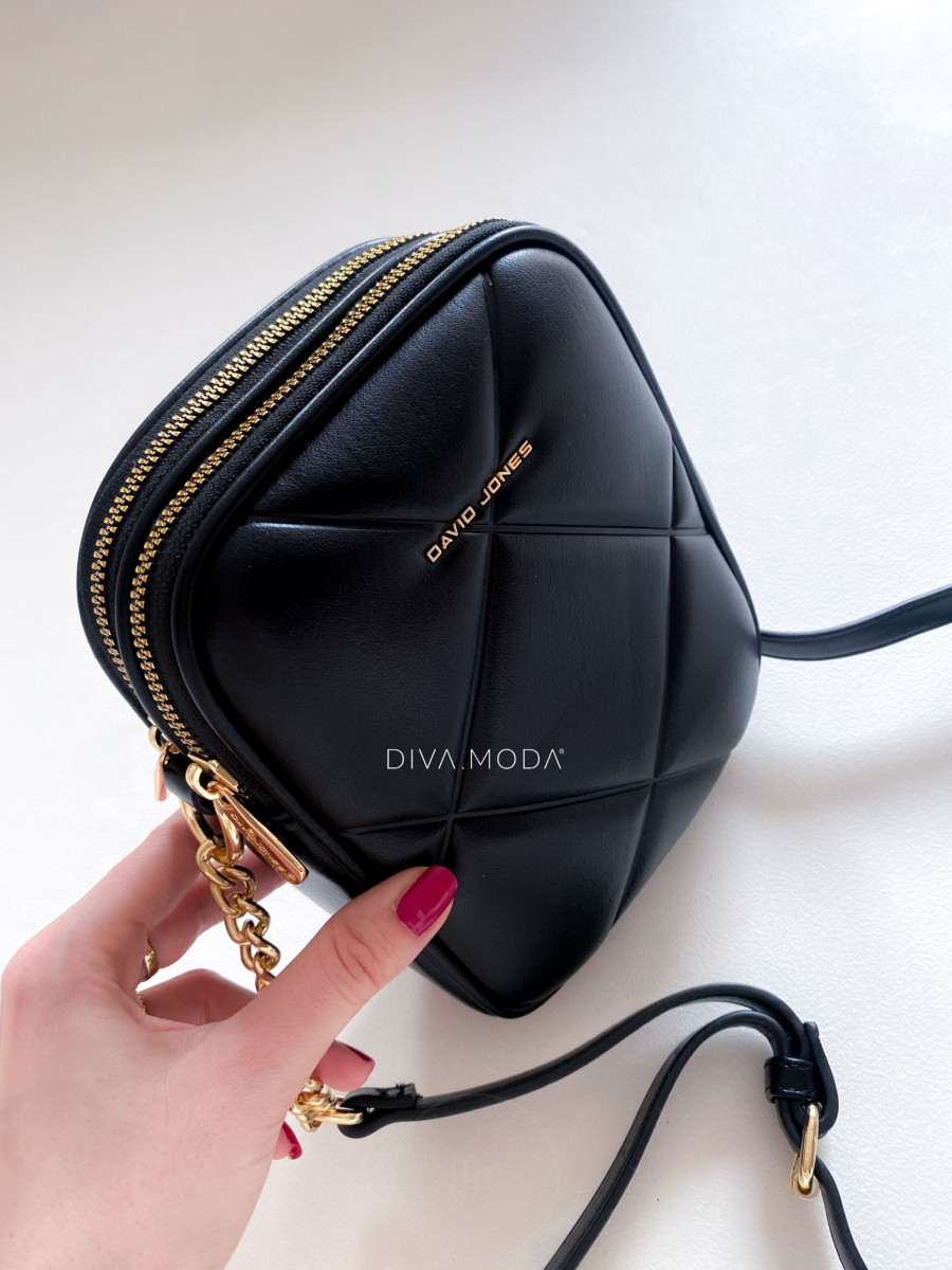 Prešívaná crossbody kabelka čierna David Jones K 4