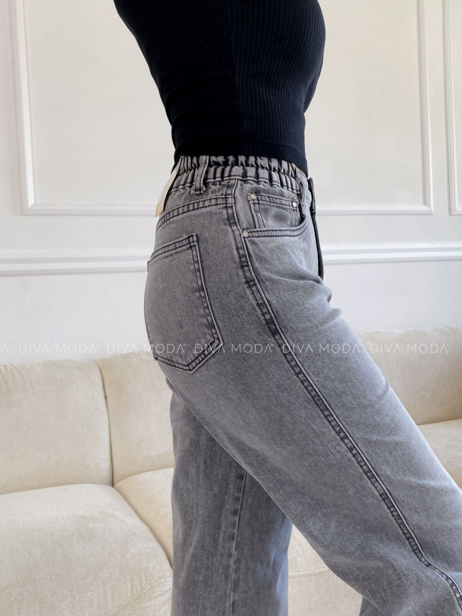 Straight jeans s elastickým pásom šedé M 153