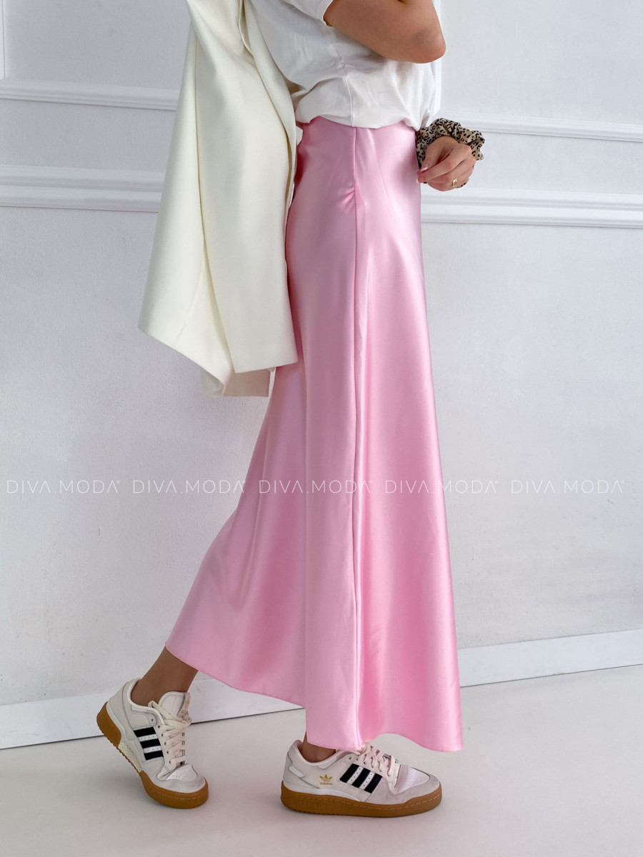 Maxi Saténová sukňa baby pink P 149