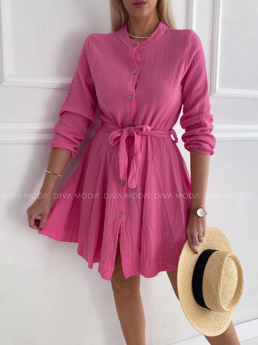 Mušelínové košeľové šaty ružové P 164