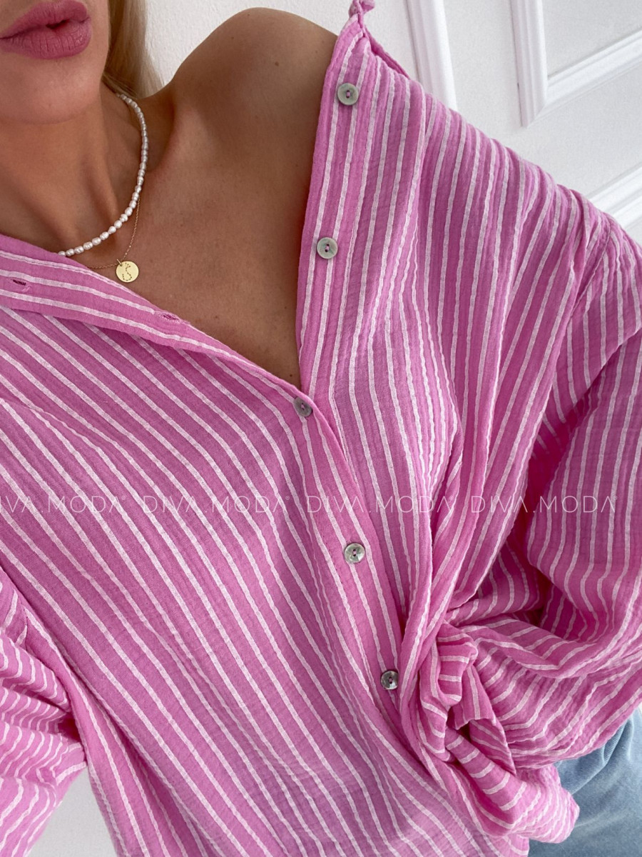 Mušelínová košeľa pruhovaná ružová P 166