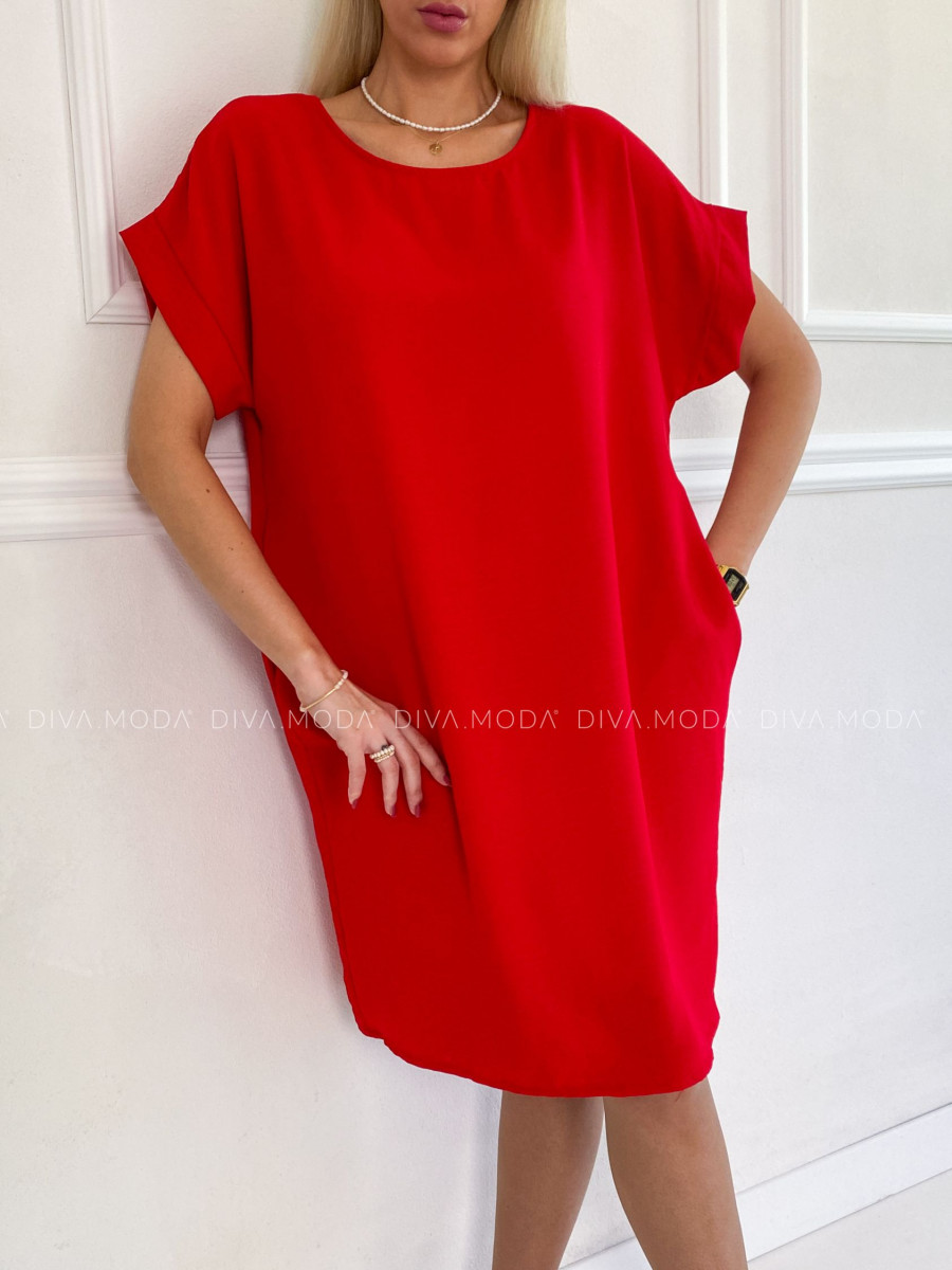 Basic šaty rozšírené na bokoch červené P 108