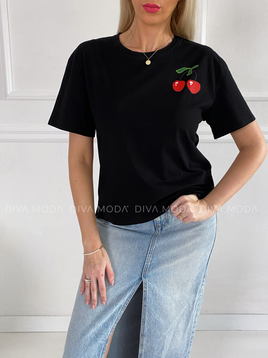 Bavlnené tričko cherry čierne P 888