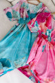 Saténové maxi šaty flora ružové V 8