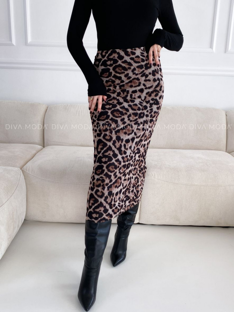 Midi sieťovinová sukňa leopard V 120