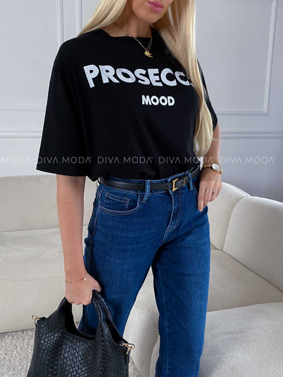 Tričko proseco mood čierne M 169