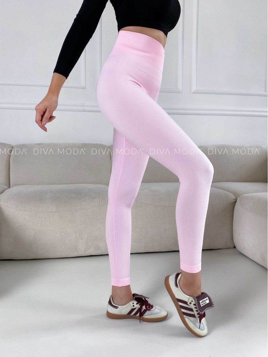 Push up rebrované legíny baby pink M 198